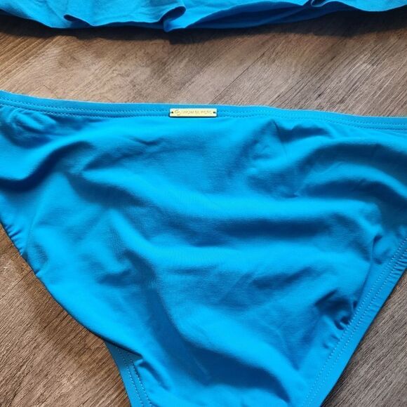 Michael Kors Blue Ruffle Tankini Top And Bikini Bottom Set Size Small - Picture 5 of 7